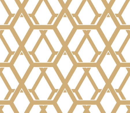The geometric pattern with lines. Seamless vector background. White and gold texture. Graphic modern pattern. Simple lattice graphic designのイラスト素材