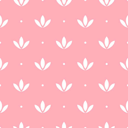 Flower geometric pattern. Seamless vector background. White and pink ornament. Ornament for fabric, wallpaper, packaging, Decorative printのイラスト素材
