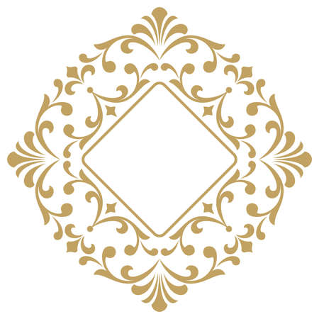 Decorative frame. Elegant vector element for design in Eastern style, place for text. Floral golden border. Lace illustration for invitations and greeting cards.のイラスト素材