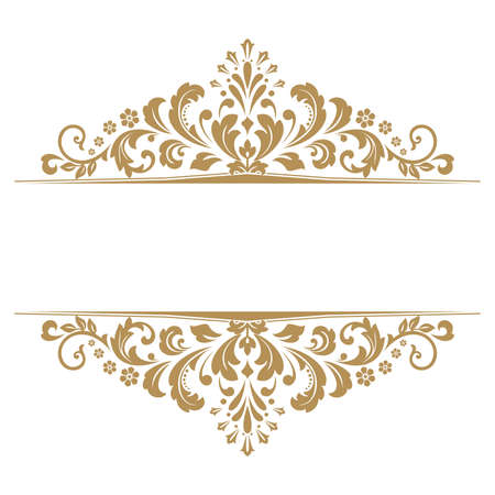 Vintage gold frame background. Graphic vector design. Damask graphic ornament.のイラスト素材