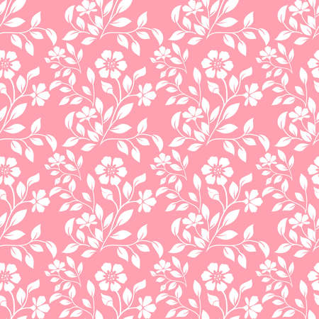 Flower pattern. Seamless white and pink ornament. Graphic vector background. Ornament for fabric, wallpaper, packagingのイラスト素材