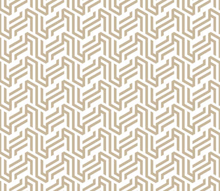 Abstract geometric pattern with stripes, lines. Seamless vector background. White and gold ornament. Simple lattice graphic designのイラスト素材
