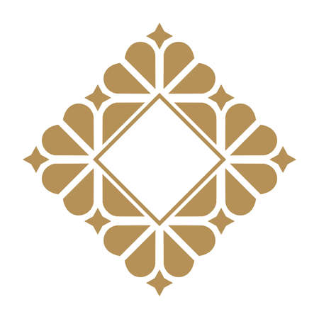 Decorative frame. Elegant vector element for design in Eastern style, place for text. Floral golden border. Lace illustration for invitations and greeting cards.のイラスト素材