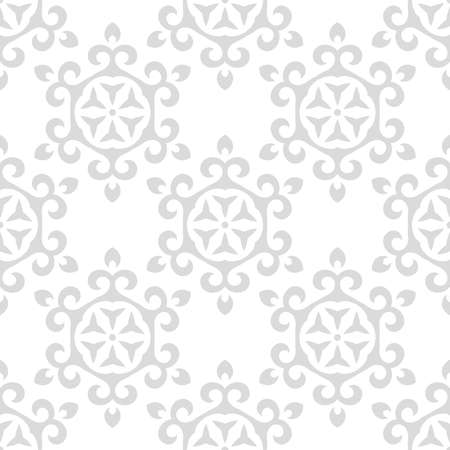 Wallpaper in the style of Baroque. A seamless vector background. White and grey floral ornament. Graphic pattern for fabric, wallpaper, packaging. Ornate Damask flower ornament.のイラスト素材