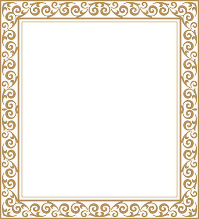 Invitation wedding card. Vintage floral design, graphic frame. Damask vector pattern. Gold pattern on a white backgroundのイラスト素材