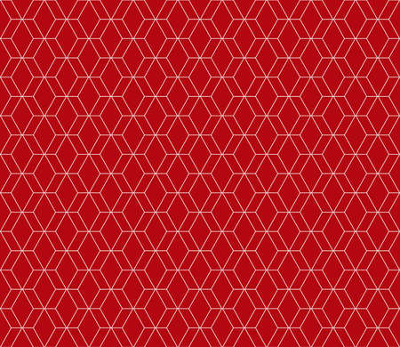 The geometric pattern with lines. Seamless vector background. White and red texture. Graphic modern pattern.のイラスト素材