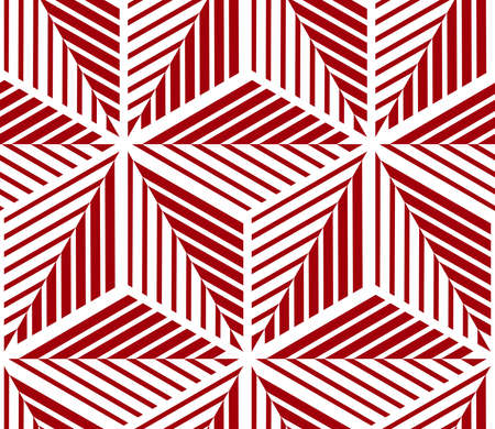 Abstract geometric pattern with stripes, lines. Seamless vector background. White and red ornament. Simple lattice graphic designのイラスト素材