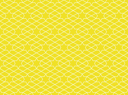 The geometric pattern with lines, stars. Seamless vector background. White and yellow texture. Graphic modern pattern. Simple lattice graphic designのイラスト素材