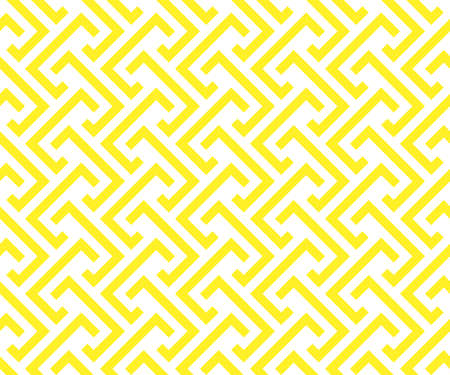 Abstract geometric pattern with stripes, lines. Seamless vector background. White and yellow ornament. Simple lattice graphic designのイラスト素材