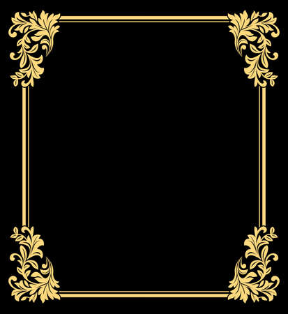 Decorative frame. Elegant vector element for design in Eastern style, place for text. Floral golden border. Lace illustration for invitations and greeting cardsのイラスト素材