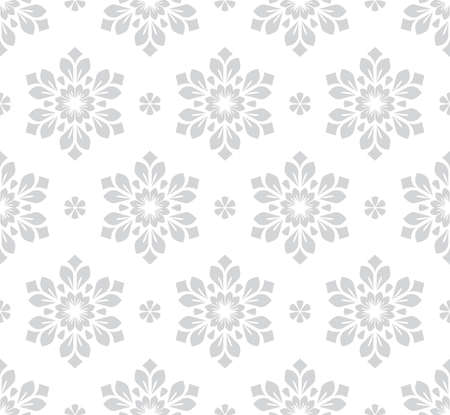 Flower geometric pattern. Seamless vector background. White and grey ornament. Ornament for fabric, wallpaper, packaging, Decorative print.のイラスト素材
