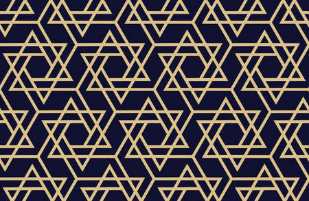 The geometric pattern with lines. Seamless vector background. Dark blue and gold texture. Graphic modern pattern. Simple lattice graphic designのイラスト素材
