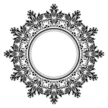 Decorative frame. Elegant vector element for design in Eastern style, place for text. Floral black border. Lace illustration for invitations and greeting cardsのイラスト素材