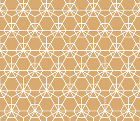 The geometric pattern with lines. Seamless vector background. White and gold texture. Graphic modern pattern. Simple lattice graphic designのイラスト素材