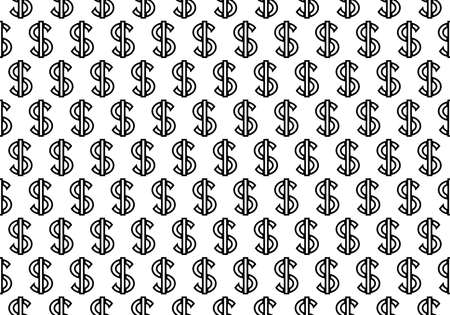 Abstract geometric pattern with dollars. A seamless vector background. White and black ornament. Graphic modern pattern. Simple lattice graphic designのイラスト素材