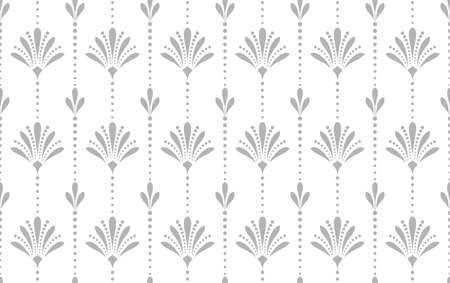 Flower geometric pattern. Seamless vector background. White and grey ornament. Ornament for fabric, wallpaper, packaging, Decorative print.のイラスト素材