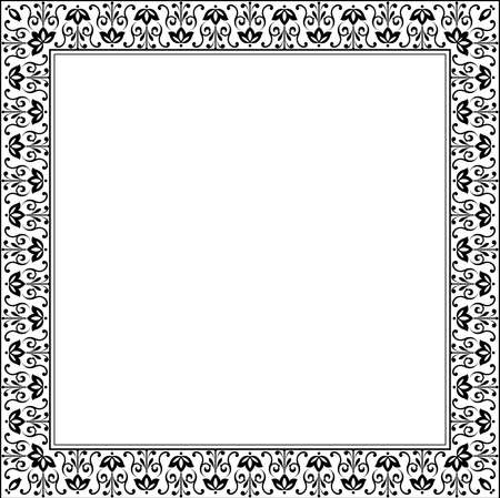 Decorative frame Elegant vector element for design in Eastern style, place for text. Floral black border. Lace illustration for invitations and greeting cardsのイラスト素材