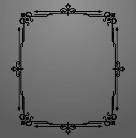 Decorative frame Elegant vector element for design in Eastern style, place for text. Floral black border. Lace illustration for invitations and greeting cardsのイラスト素材