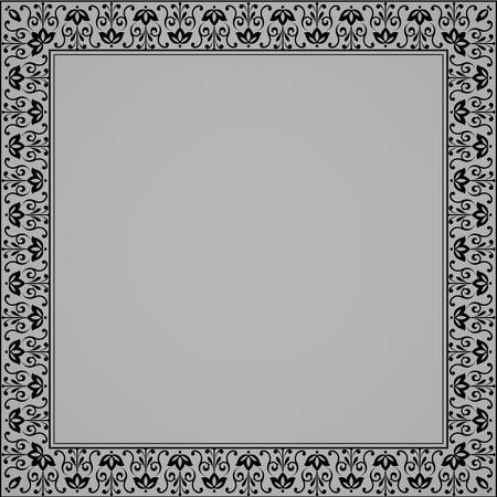 Decorative frame Elegant vector element for design in Eastern style, place for text. Floral black border. Lace illustration for invitations and greeting cardsのイラスト素材
