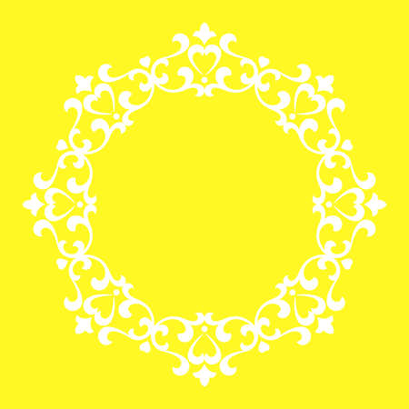 Decorative frame Elegant vector element for design in Eastern style, place for text. Floral yellow border. Lace illustration for invitations and greeting cardsのイラスト素材