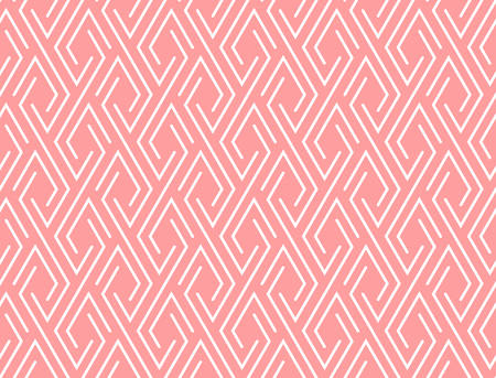 Abstract geometric pattern with stripes, lines. Seamless vector background. White and pink ornament. Simple lattice graphic designのイラスト素材