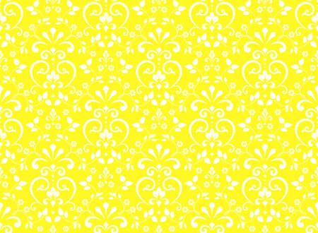 Wallpaper in the style of Baroque. Seamless vector background. White and yellow floral ornament. Graphic pattern for fabric, wallpaper, packaging. Ornate Damask flower ornamentのイラスト素材