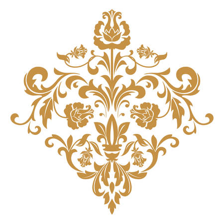 Damask graphic ornament. Floral design element. Gold vector patternのイラスト素材