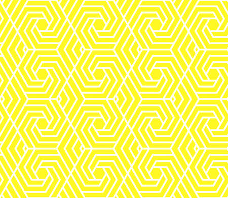 Abstract geometric pattern with stripes, lines. Seamless vector background. White and yellow...