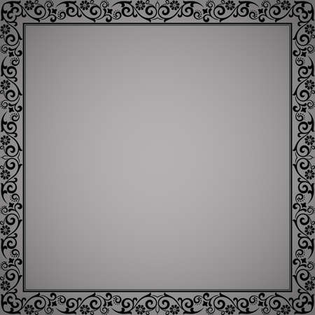 Decorative frame Elegant  element for design in Eastern style, place for text. Floral black border. Lace illustration for invitations and greeting cardsのイラスト素材