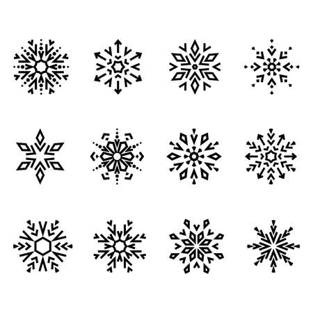 Snowflakes icon collection. Graphic vector modern ornament.のイラスト素材