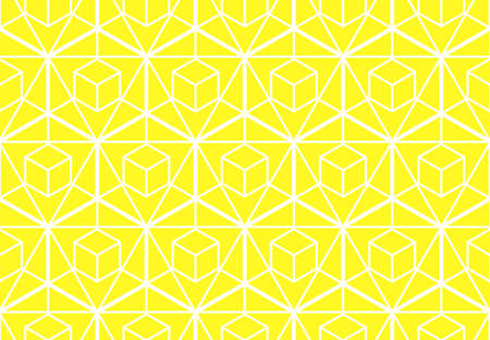 The geometric pattern with lines. Seamless vector background. White and yellow texture. Graphic modern pattern. Simple lattice graphic designのイラスト素材
