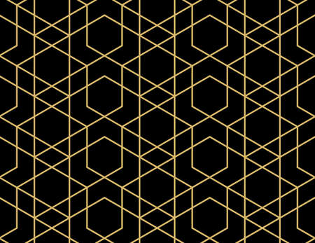 The geometric pattern with lines. Seamless vector background. Gold and black texture. Graphic modern...