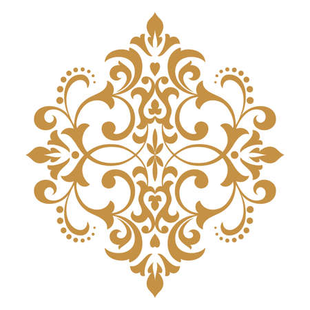Damask graphic ornament. Floral design element. Gold vector patternのイラスト素材