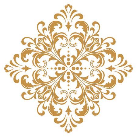 Damask graphic ornament. Floral design element. Gold vector patternのイラスト素材