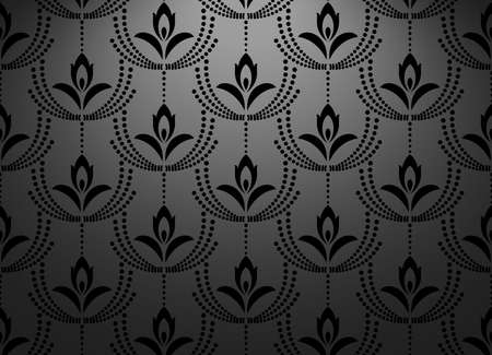 Flower geometric pattern. Seamless vector background. Black and grey ornament. Ornament for fabric,...