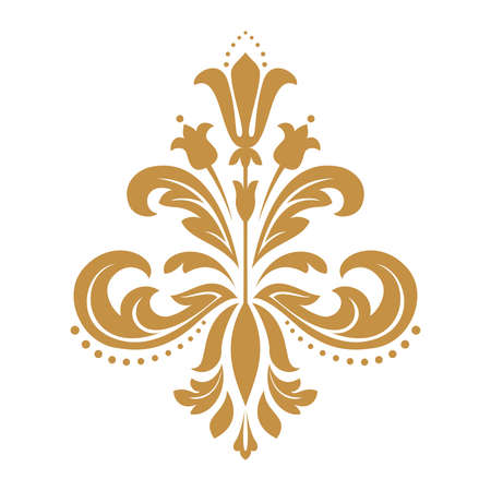 Damask graphic ornament. Floral design element. Gold vector patternのイラスト素材