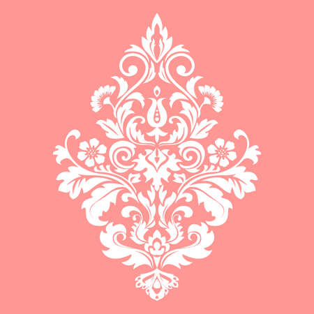 Damask graphic ornament. Floral design element. Pink vector patternのイラスト素材