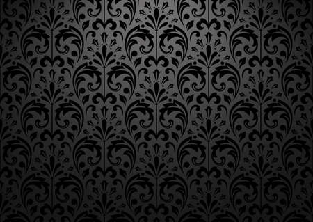 Wallpaper in the style of Baroque. Seamless vector background. Black floral ornament. Graphic pattern for fabric, wallpaper, packaging. Ornate Damask flower ornamentのイラスト素材
