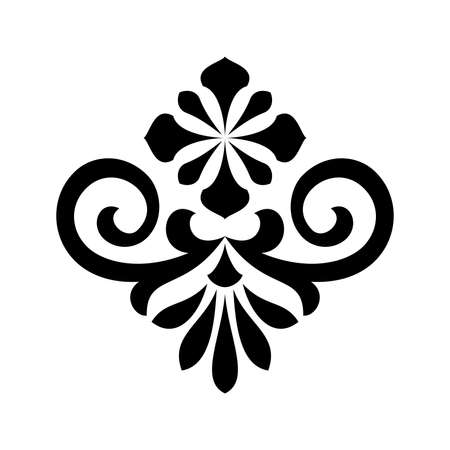 Damask graphic ornament. Floral design element. Black vector patternのイラスト素材