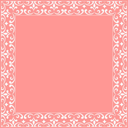 Decorative frame Elegant vector element for design in Eastern style, place for text. Floral pink border. Lace illustration for invitations and greeting cardsのイラスト素材