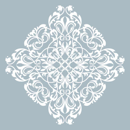 Damask graphic ornament. Floral design element. Blue vector patternのイラスト素材