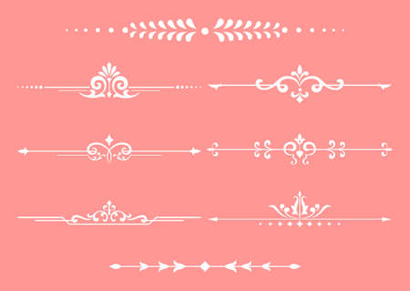 Vintage set. Floral elements for design monograms, invitations, frames, menus and labels. Graphic design of the website, cafes, boutiques, hotels, wedding invitations.のイラスト素材