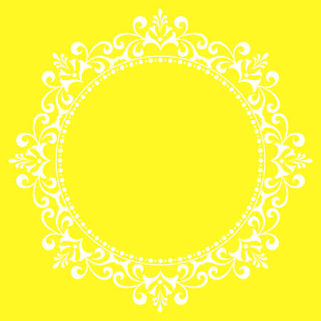 Decorative frame Elegant vector element for design in Eastern style, place for text. Floral yellow border. Lace illustration for invitations and greeting cardsのイラスト素材