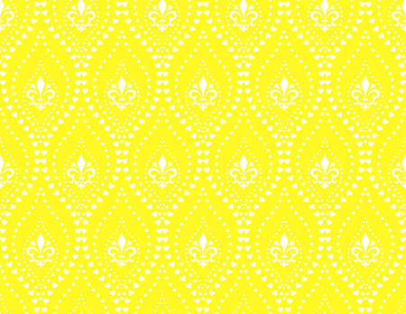 Wallpaper in the style of Baroque. Seamless vector background. White and yellow floral ornament. Graphic pattern for fabric, wallpaper, packaging. Ornate Damask flower ornamentのイラスト素材