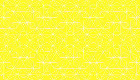The geometric pattern with lines. Seamless background. White and yellow texture. Graphic modern pattern. Simple lattice graphic designの写真素材