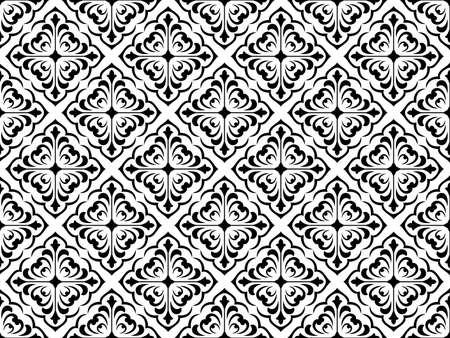 Flower geometric pattern. Seamless vector background. White and black ornament. Ornament for fabric, wallpaper, packaging. Decorative printのイラスト素材