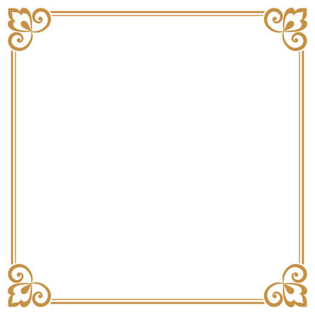Decorative frame Elegant vector element for design in Eastern style, place for text. Floral golden border. Lace illustration for invitations and greeting cards.のイラスト素材