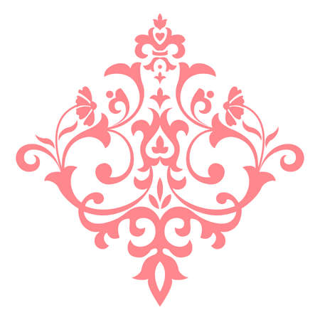 Damask graphic ornament. Floral design element. Pink vector patternのイラスト素材
