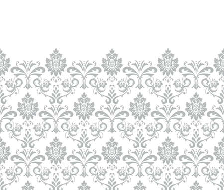 Floral pattern. Vintage wallpaper in the Baroque style. Vector background. White and grey ornament for fabric, wallpaper, packaging. Ornate Damask flower ornament.のイラスト素材