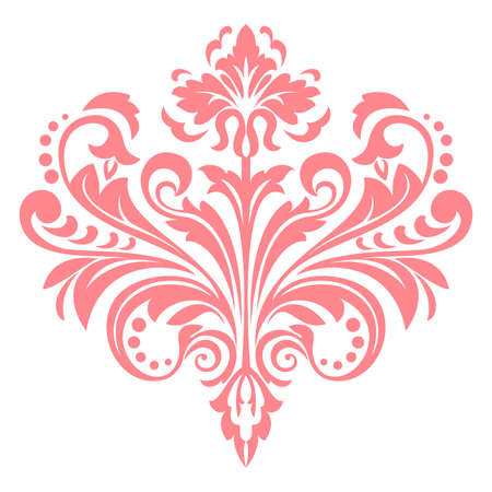 Damask graphic ornament. Floral design element. Pink vector patternのイラスト素材